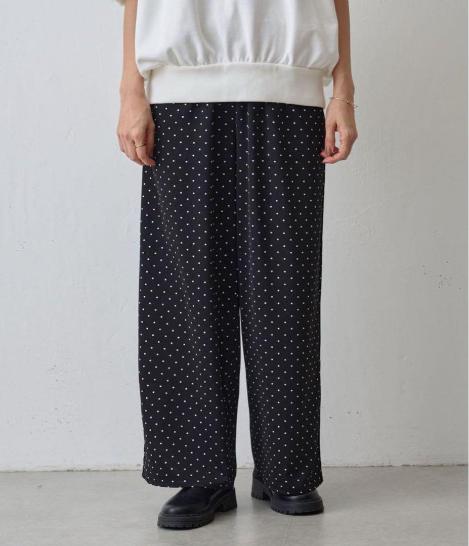美品 ビアズリー BEARDSLEY ドットパンツ ワイドパンツ　グリーン