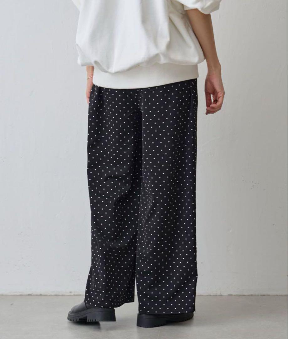 美品 ビアズリー BEARDSLEY ドットパンツ ワイドパンツ　グリーン