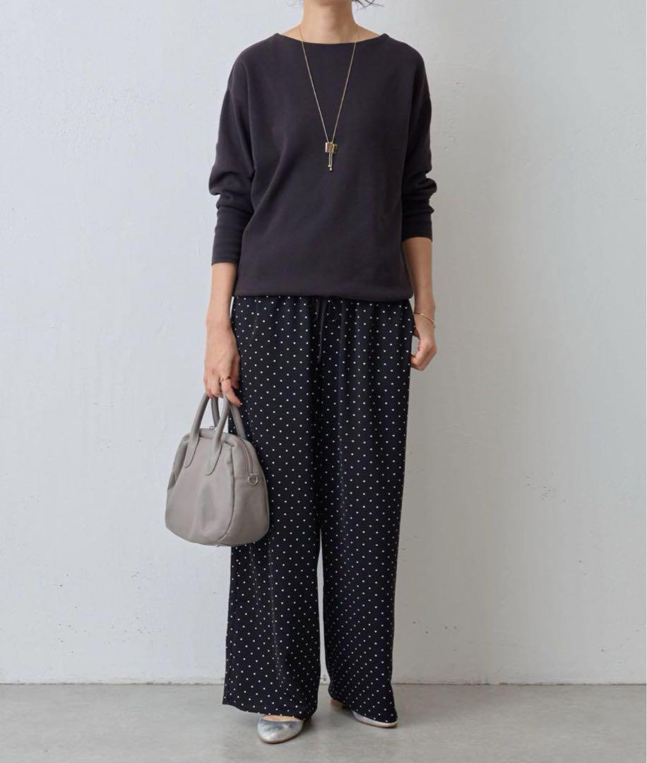美品 ビアズリー BEARDSLEY ドットパンツ ワイドパンツ　グリーン