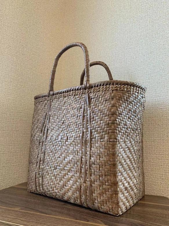 山葡萄　手作り　籠バッグ　網代編み　最大サイズ