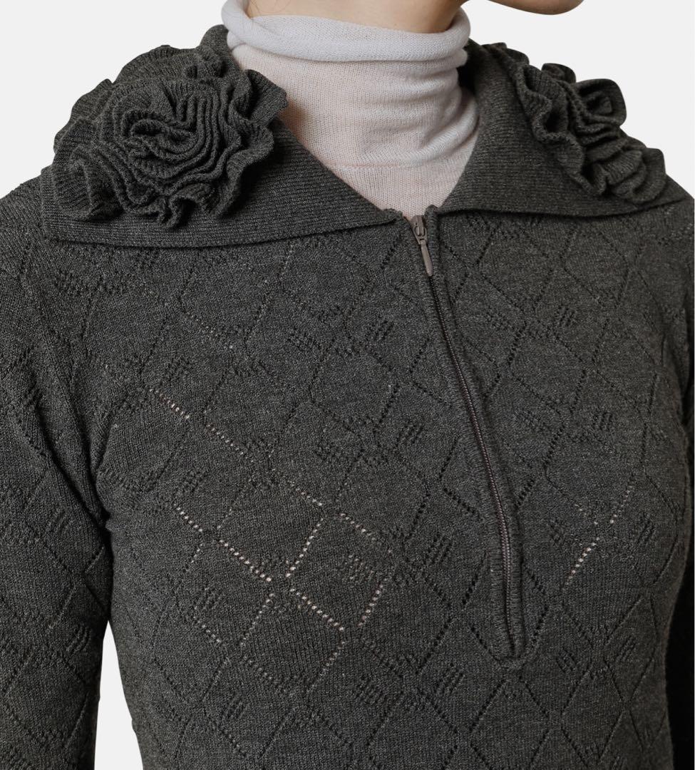 IRENE Tweed Knit Tops チャコールグレー
