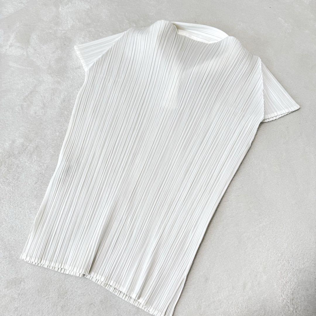 美品✨PLEATS PLEASE プリーツ　ホワイト　トップス　ポロシャツ 美品✨PLEATS PLEASE プリーツ ホワイト トップス ポロシャツ