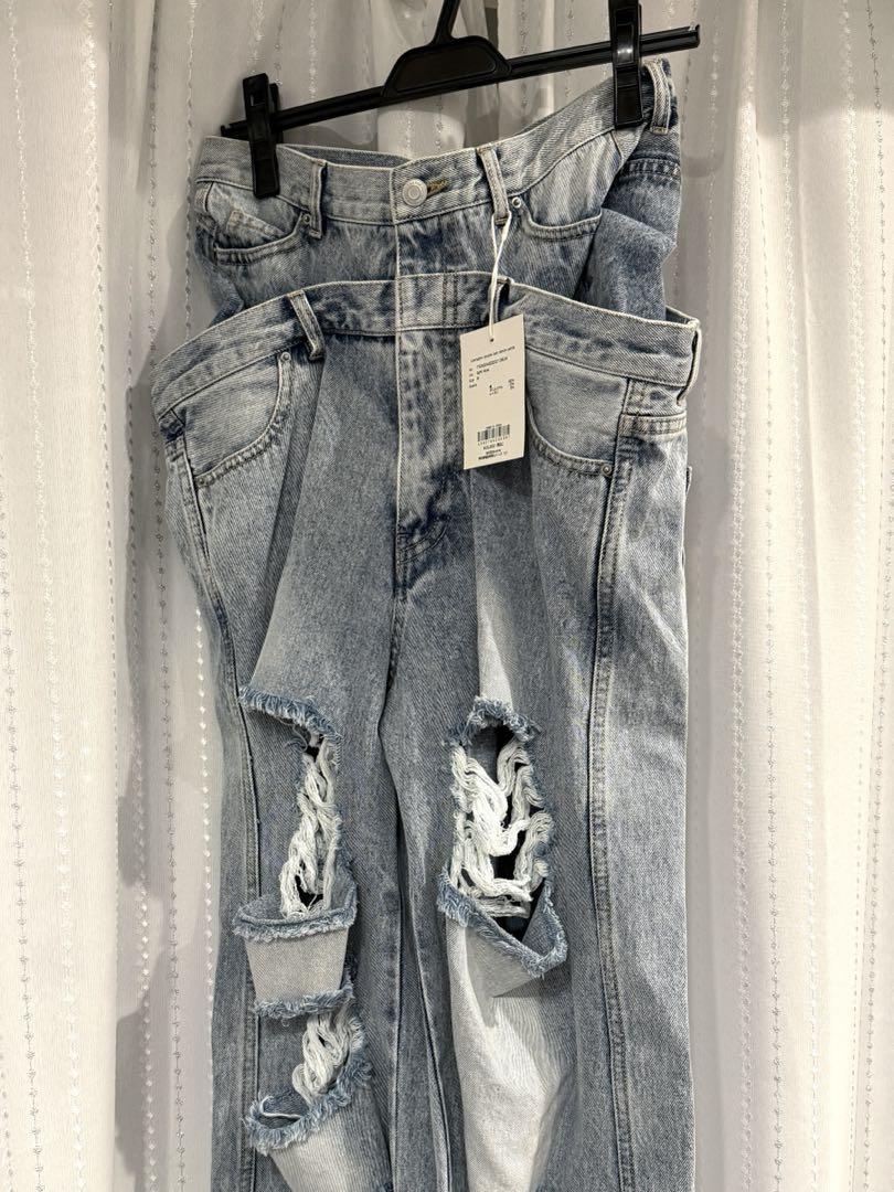 パンツ THETOE Lexington double belt denim pants
