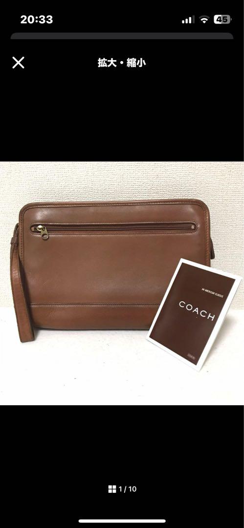 COACH ブラウンレザー クラッチバッグ