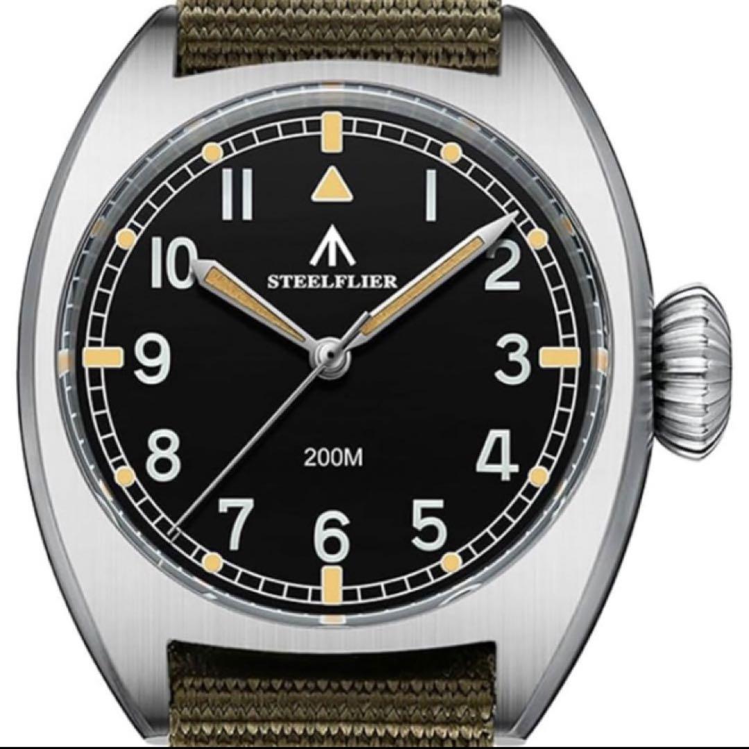 新品未使用】STEELFLIER ミリタリーウォッチ 36mm Vh31 搭載