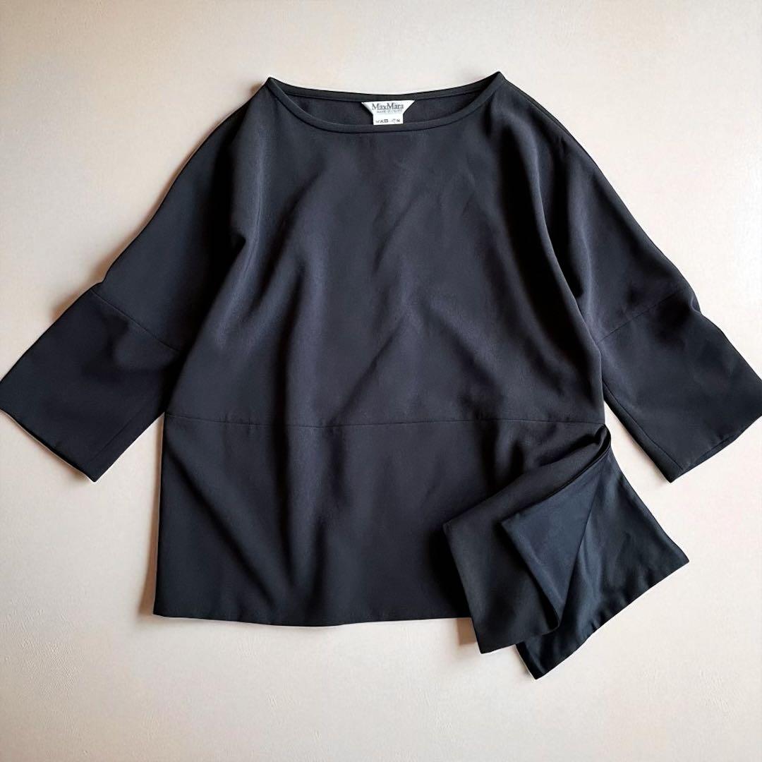 マックスマーラ　近年　サイドフリル　クルーネックプルオーバー　ブラウス　白タグ