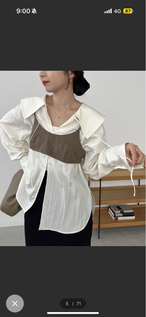 【美品】CAPRICIEUX LE'MAGE ビスチェ付BIG襟シャツ