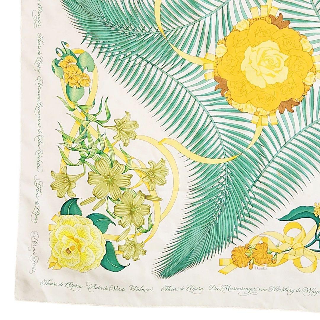 【良品】エルメス 大判スカーフ《オペラの花》カレ90 花柄 シルクツイル