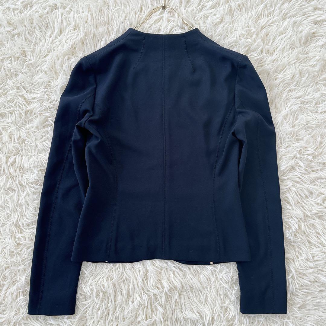 BEIGE, ✨パンツスーツ ノーカラージャケット セットアップ ネイビー 4