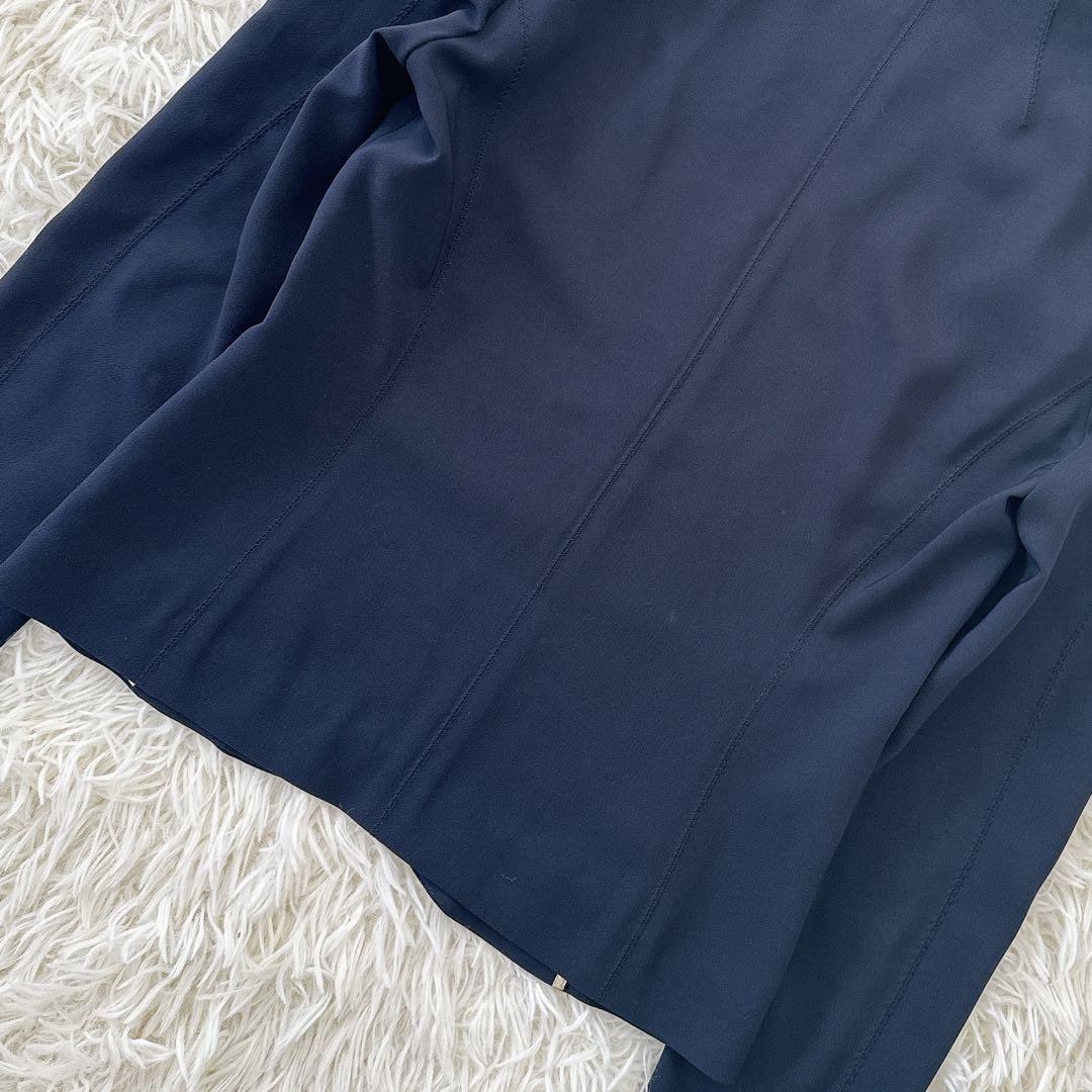 BEIGE, ✨パンツスーツ ノーカラージャケット セットアップ ネイビー 4