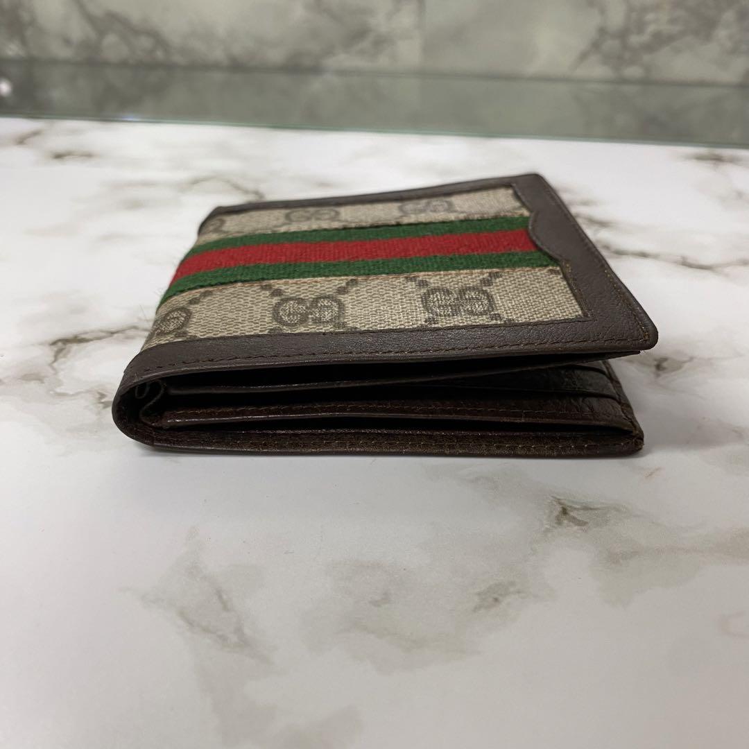 90s GUCCI オールドグッチ 二つ折り財布 GG シェリーライン 本革
