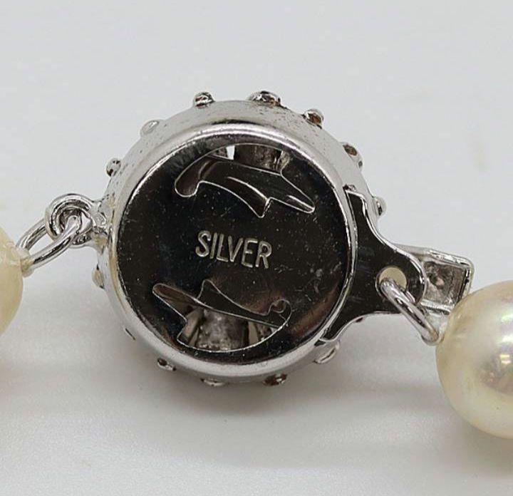 真珠 ネックレス SILVER刻印あり パールネックレス 直経7.6~8.0