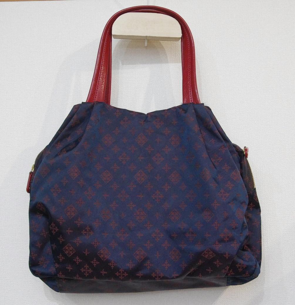 russet ラシット　ショルバーバッグ　ネイビーモノグラム 赤ハンドル
