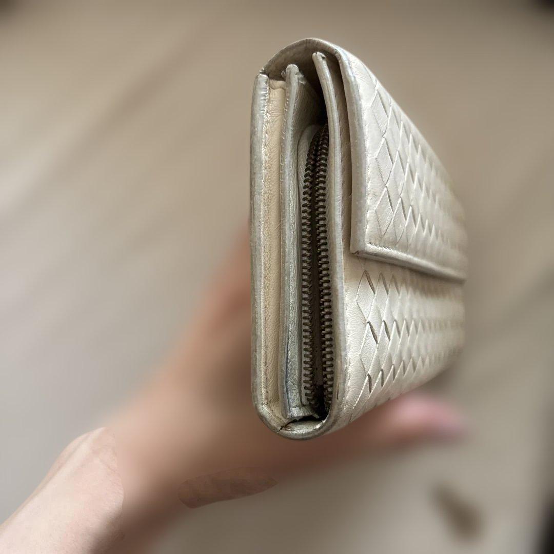 ☆BOTTEGA VENETA ホワイトレザー編み込み長財布 Bottega Veneta ホワイトレザー長財布 - メルカリ