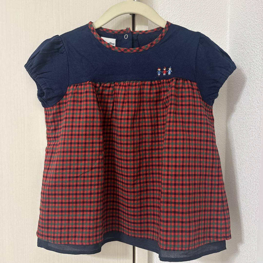 Familiar　ファミリア　Tシャツ　100 リアちゃん　ファミリアチェック familiar - familiar ファミリアチェック柄 Tシャツ 100 りんご