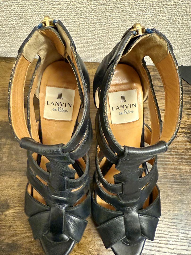 【新品未使用】LANVIN en blue ブラック　グラディエーターサンダル ランバン オン ブルー LANVIN en Bleu 厚底バックストラップ
