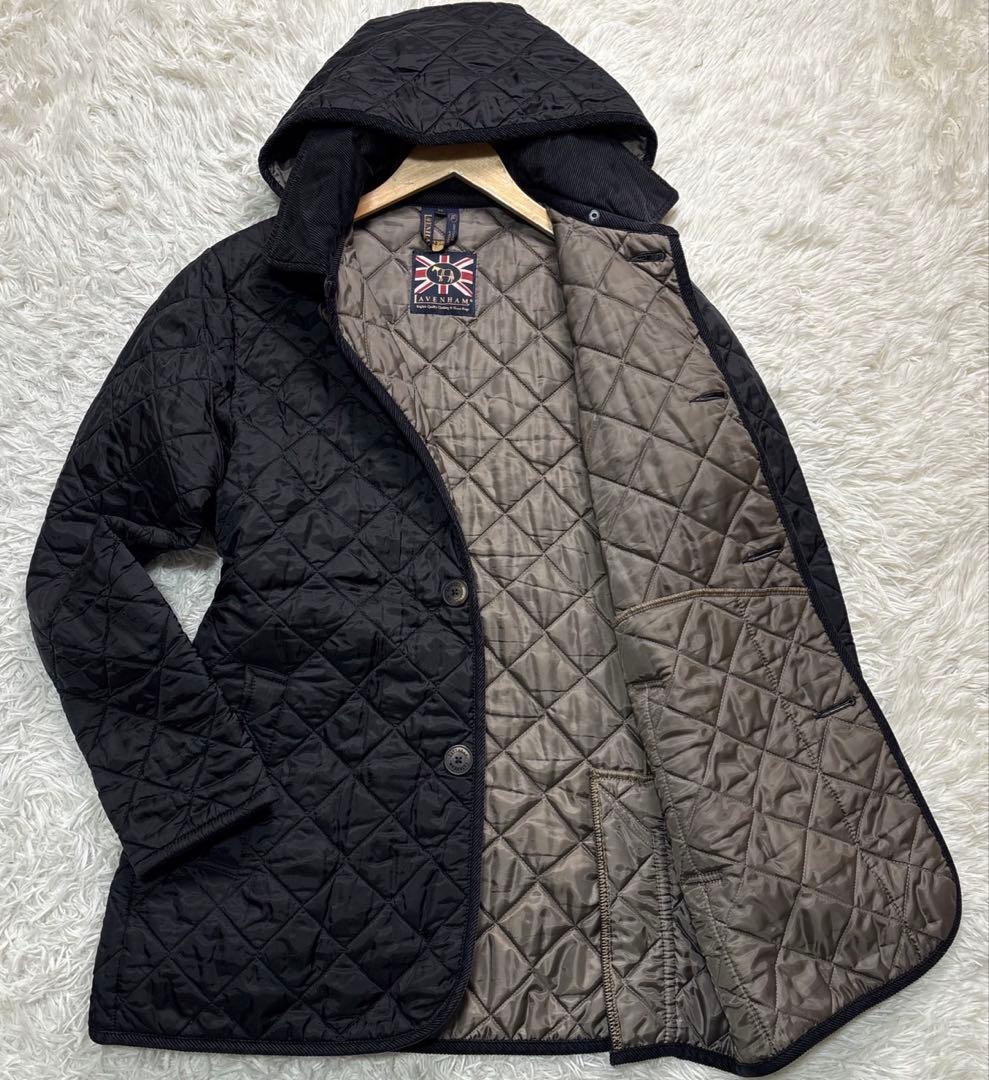 ラベンハム　キルティングジャケット フード付き　サイズM ブラック