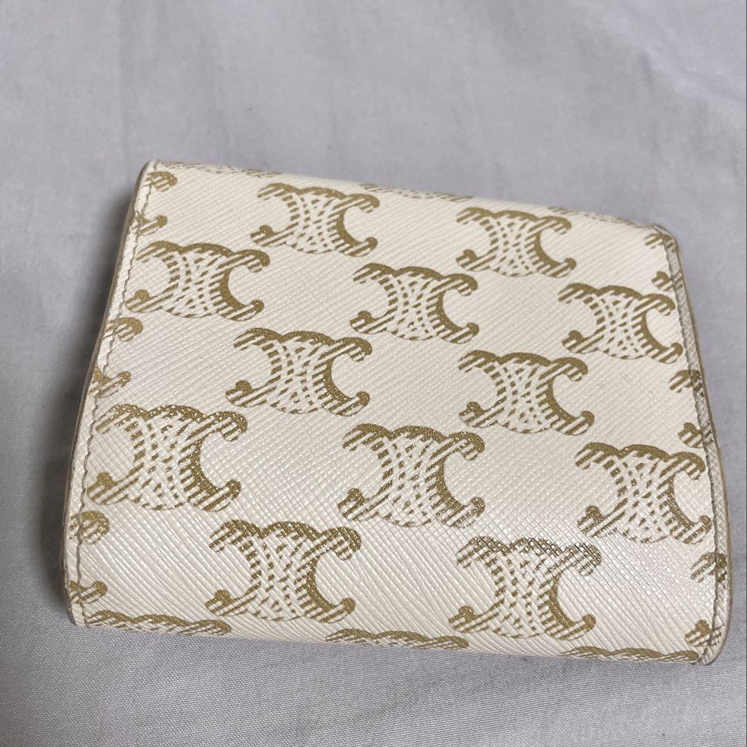 CELINE 美品 トリオンフ スモール コンパクトウォレット 三つ折り 財布 極美品 CELINE トリオンフ スモールウォレット三つ折り財布