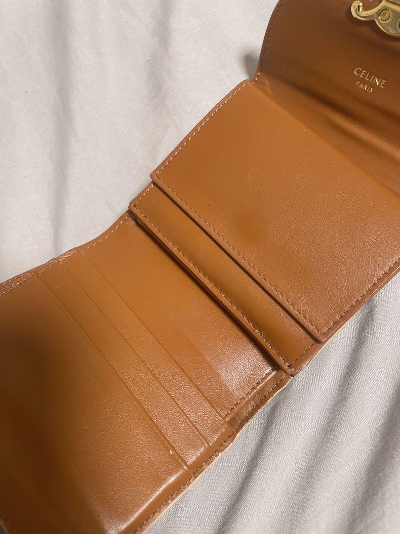CELINE 美品 トリオンフ スモール コンパクトウォレット 三つ折り 財布 極美品 CELINE トリオンフ スモールウォレット三つ折り財布