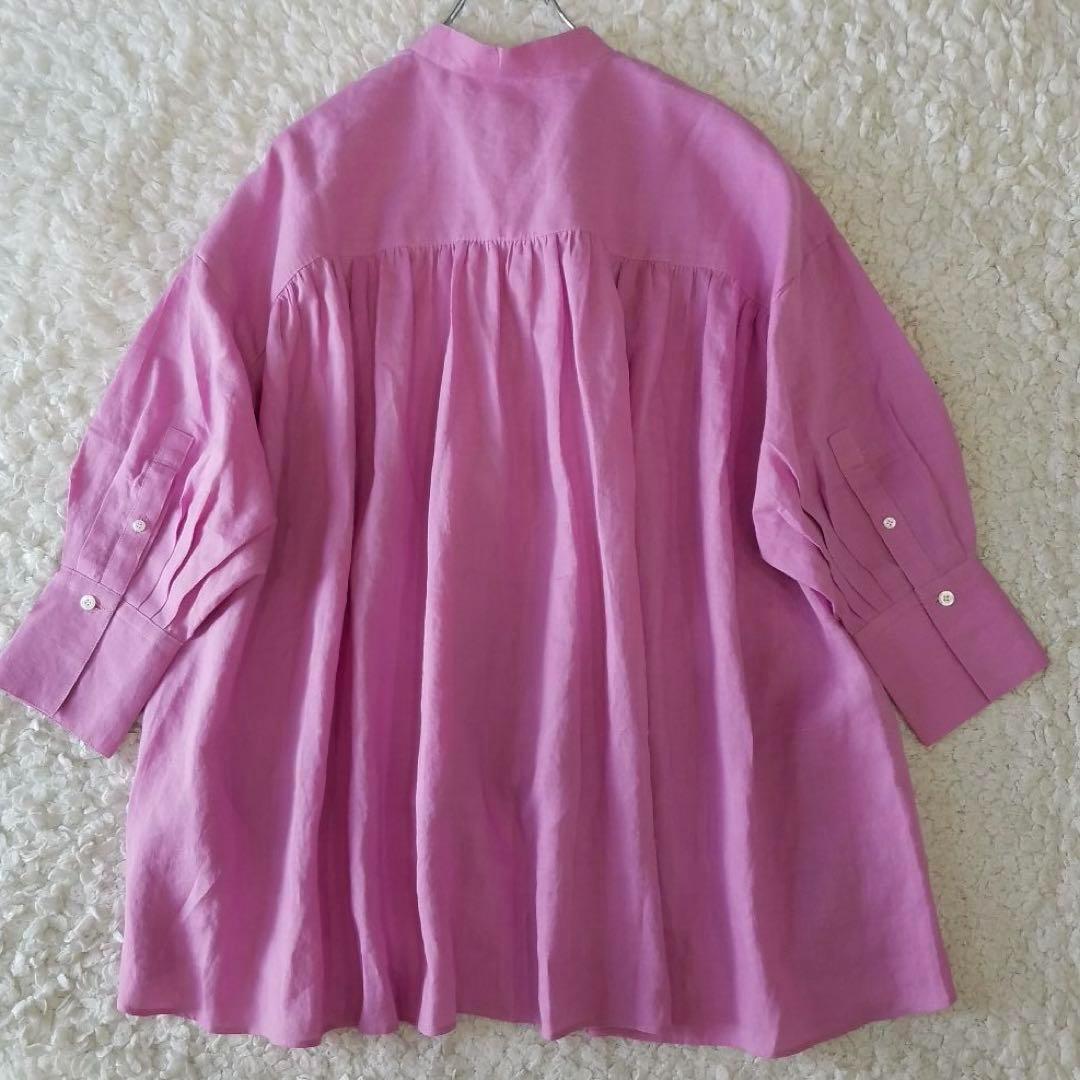 美品✨ルフィル 23SS 麻ブロードブラウス リネン シャツ ピンク 美品✨ルフィル 23SS 麻ブロードブラウス リネン シャツ ピンク