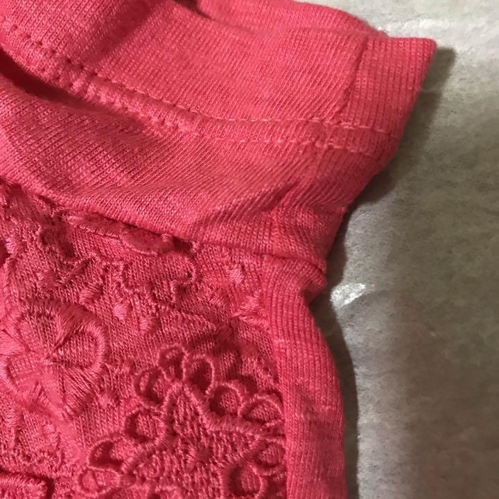 ルイヴィトン Tシャツ カットソー モノグラム刺繍レース ピンク系