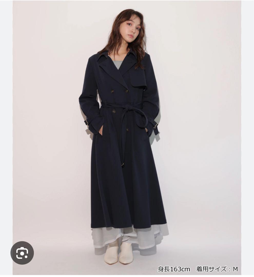Rirandtureネイビー フレア トレンチコート M