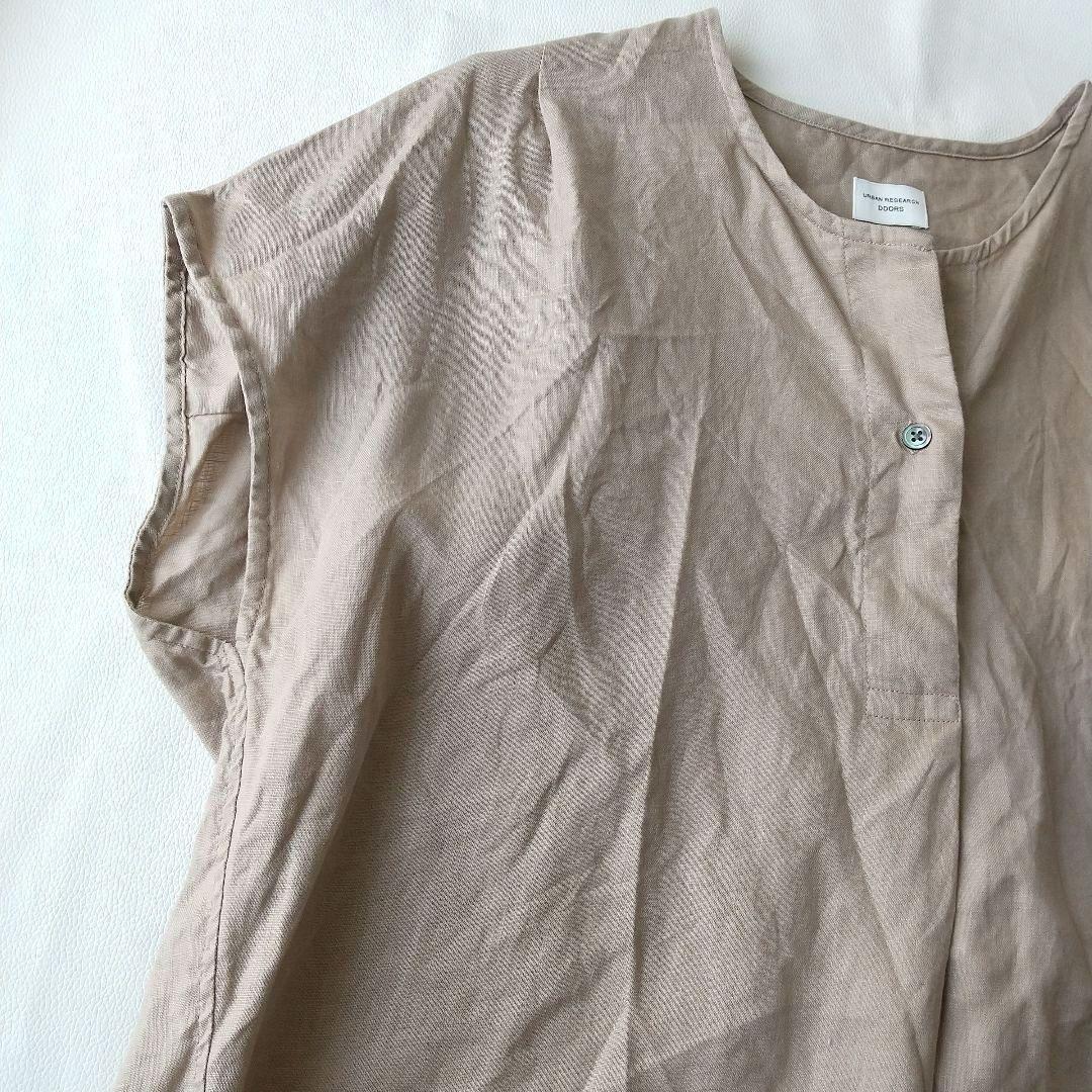 極美品✨　ベージュ❤️　麻　ドアーズ　リネンフレンチノーカラープルオーバー
