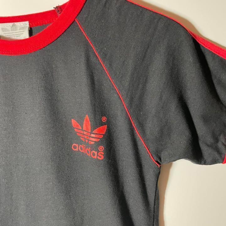 美品！【80年代　アディダス❗️】ヴィンテージ　レトロ　リンガーTシャツ古着女子