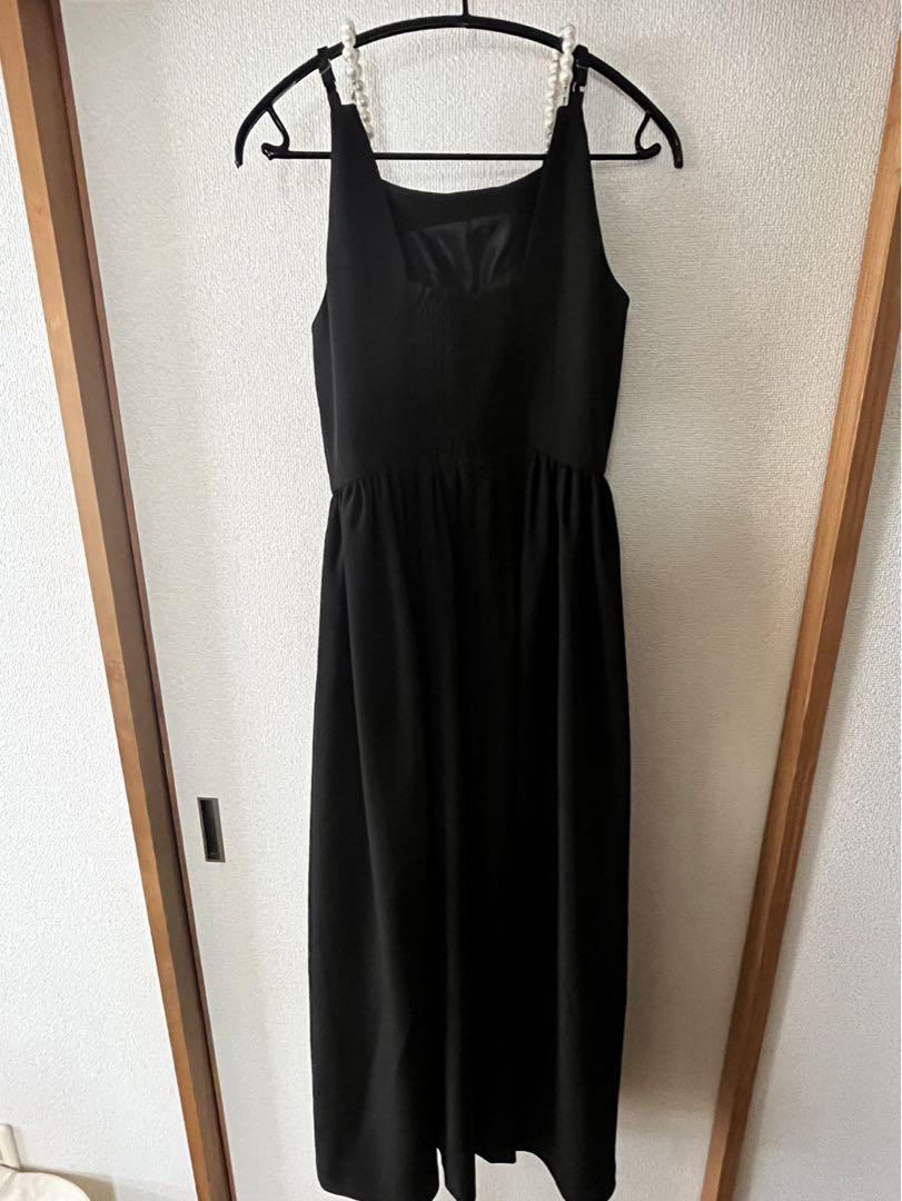 AMERI MEDI PEARL STRAP DRESS ブラック  M