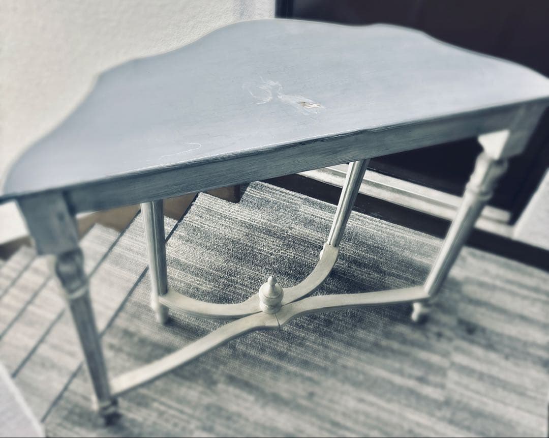 アンティーク家具☆コンソール☆スモーキーグレーの半月型テーブル
