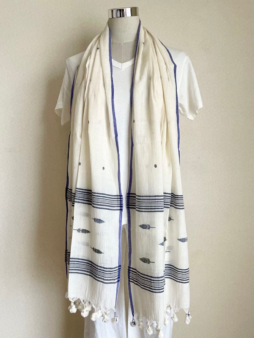 ジャムダニ織　ストール　インド　カディコットン　A