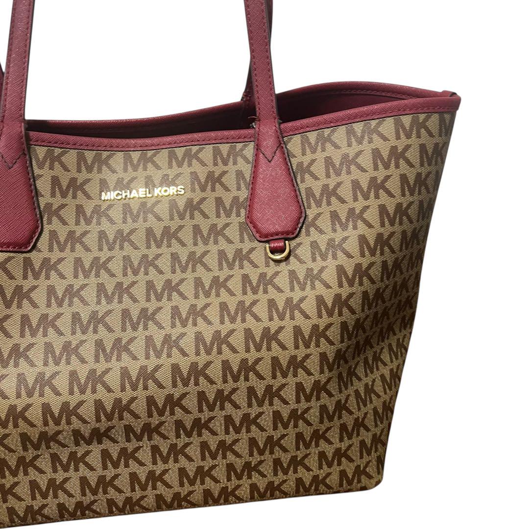 MICHAEL KORS MK柄 リバーシブル トートバッグ 赤 ポーチ付き