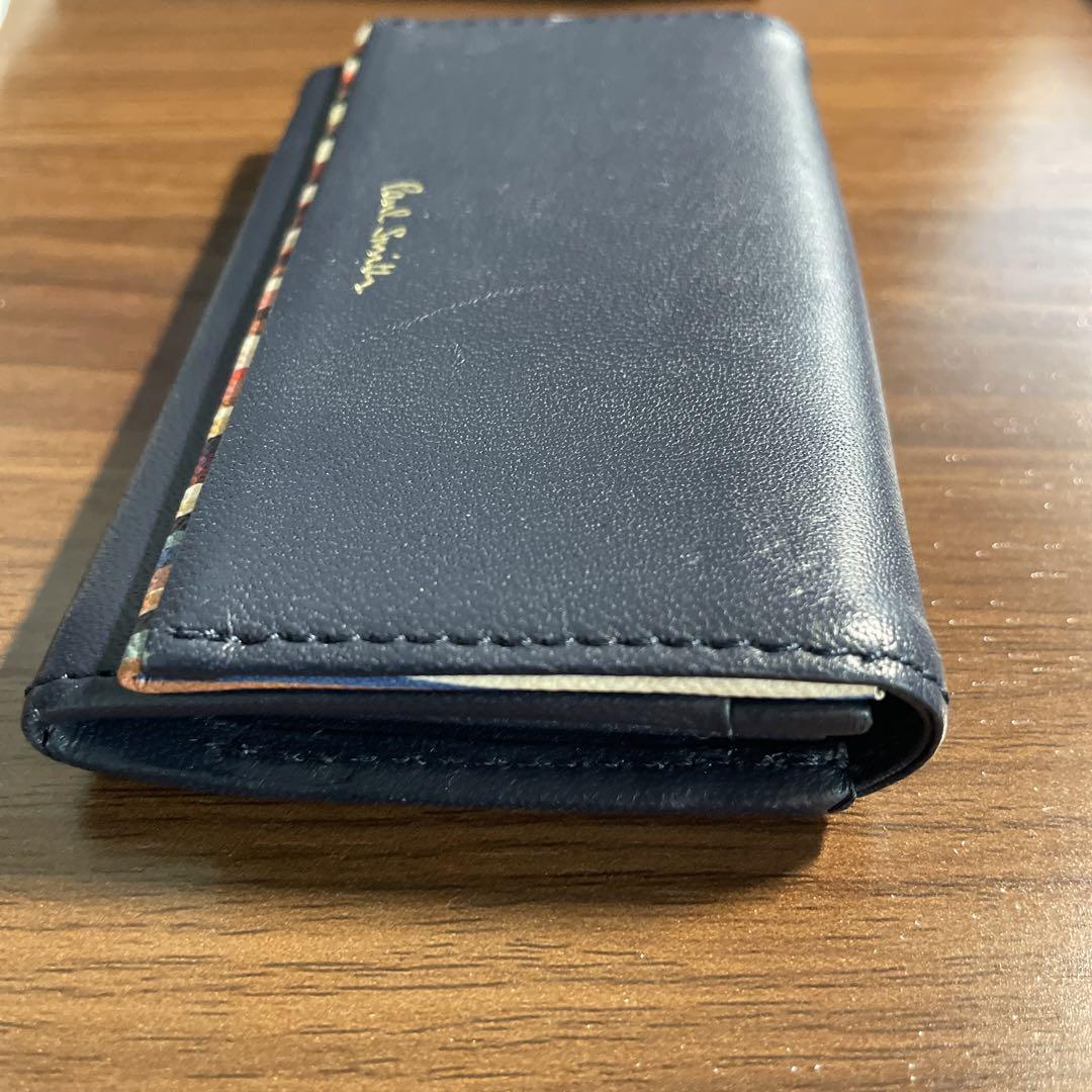 【美品】ポールスミス Paul smith 名刺入れ 名刺ケース 紺 ネイビー