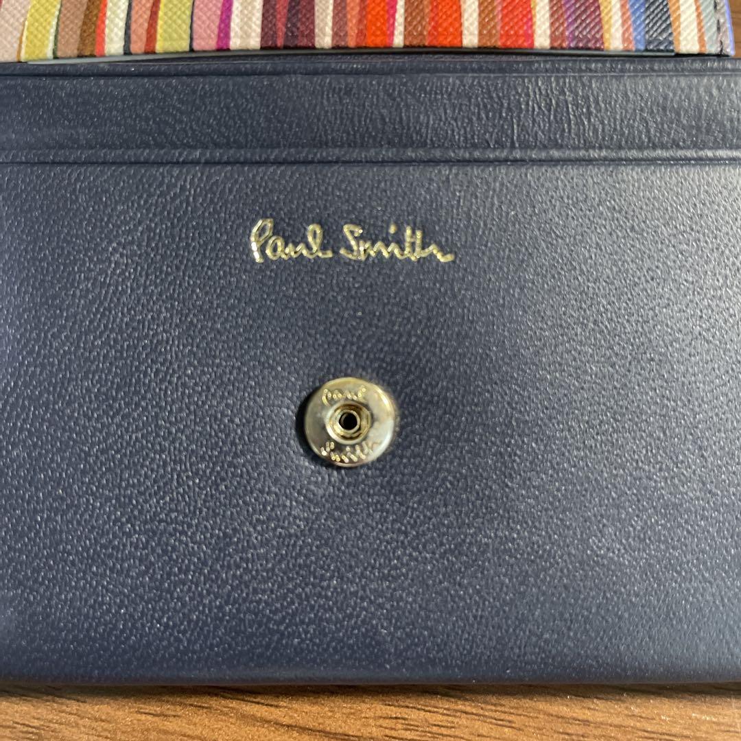 【美品】ポールスミス Paul smith 名刺入れ 名刺ケース 紺 ネイビー