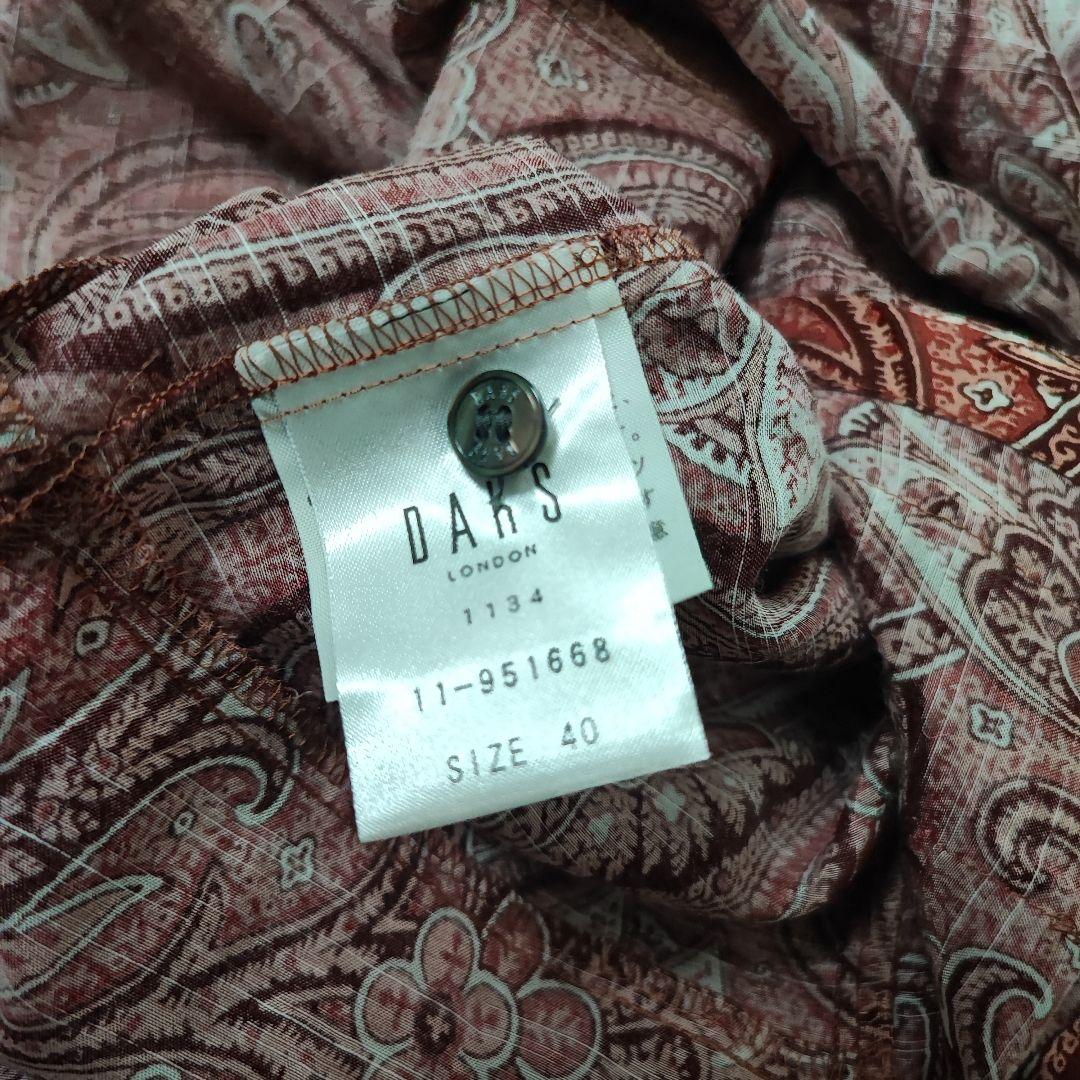 DAKS ペイズリー柄 ノースリーブ シャツ フリル ピンク 40