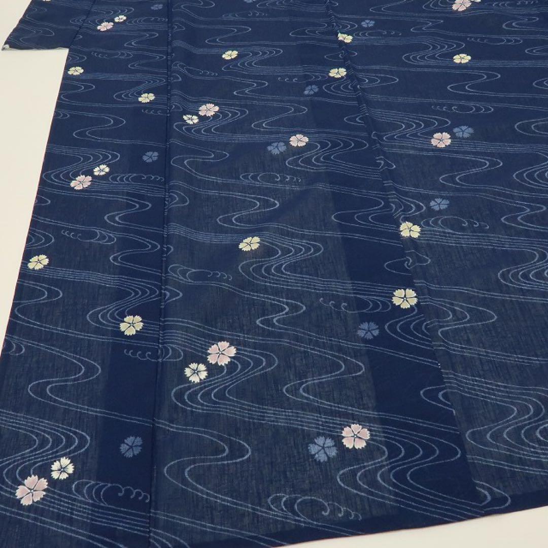美品 洗える夏着物 撫子 流水 薄物 小紋 着物 A2266