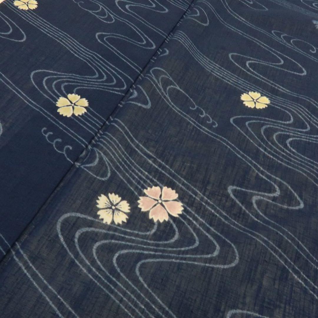 美品 洗える夏着物 撫子 流水 薄物 小紋 着物 A2266