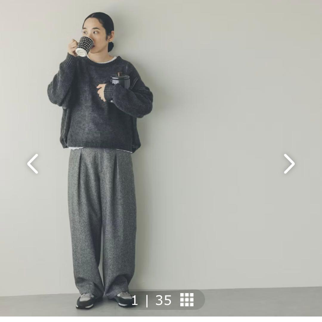 やわらかツイードカーブシルエットのパンツ M 北欧暮らしの道具店M 北欧 暮らしの道具店