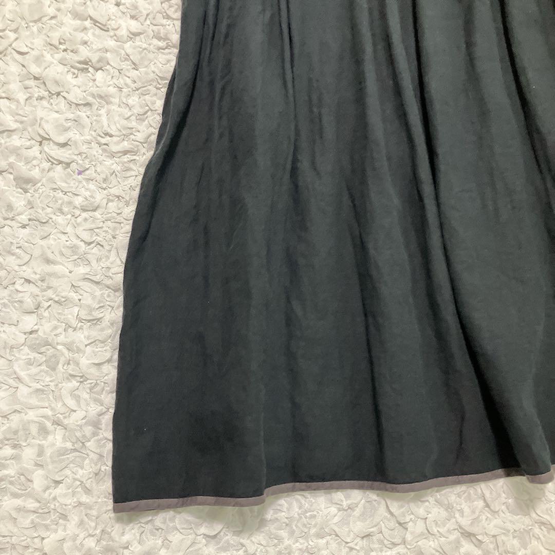 【美品】ツハルバイサマンサモスモス　リネンパイピングワンピース　黒