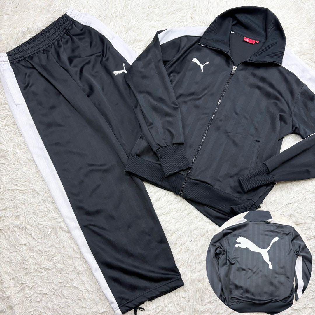 美品　プーマ　ジャージ　上下　セットアップ　00s　90s　デカロゴ　S～M相当 美品☆90s☆PUMA/プーマ☆ジャージ☆セットアップ/上下☆ブルー