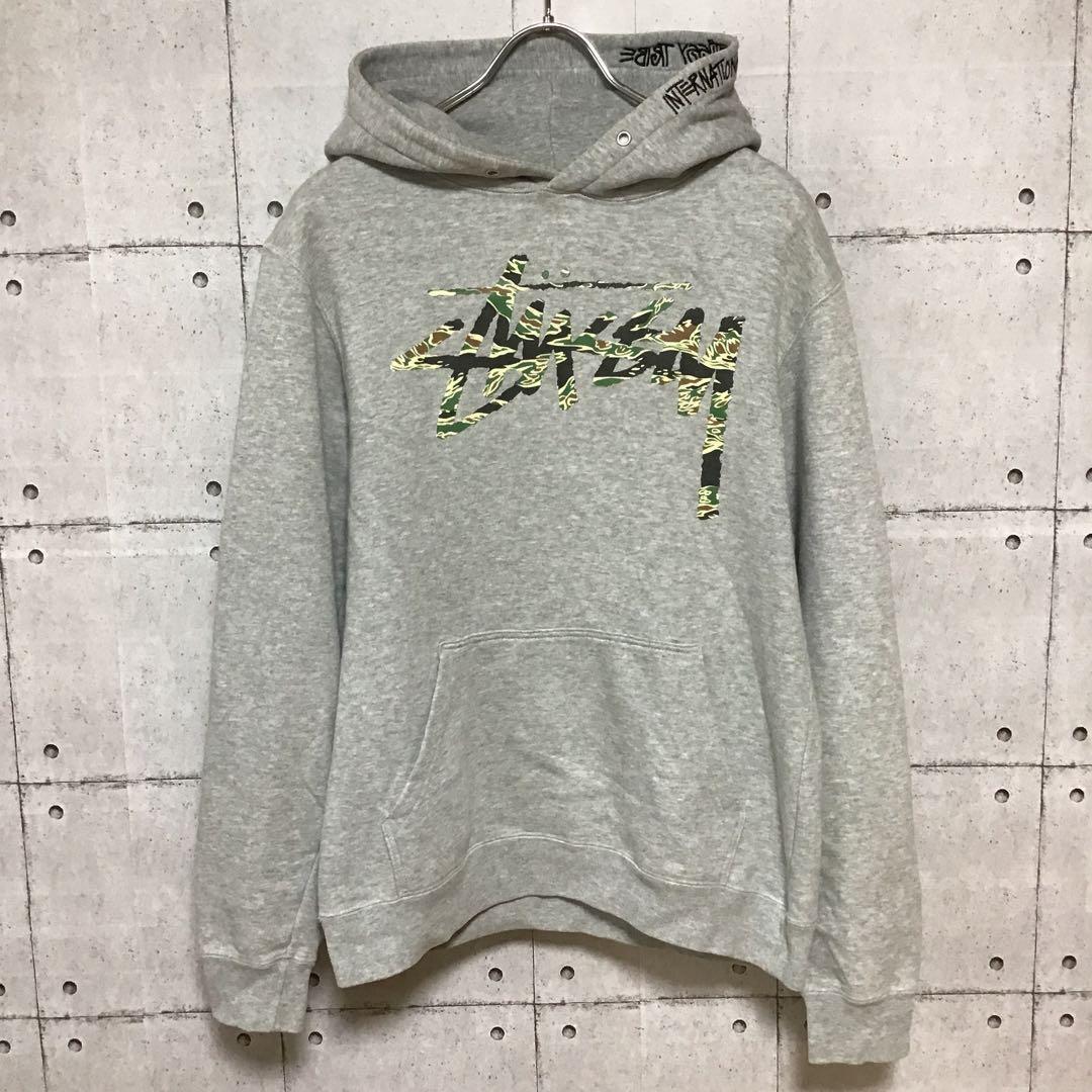 ＜希少＞　STUSSY★プルオーバーパーカー　カモ　グレー　S