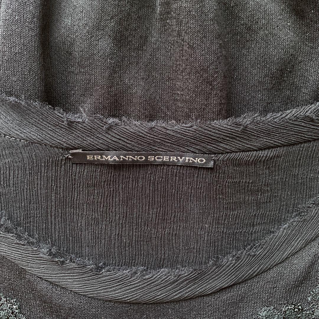 Ermanno Scervino透け感 黒の刺繍レース 軽やかコットンカットソー