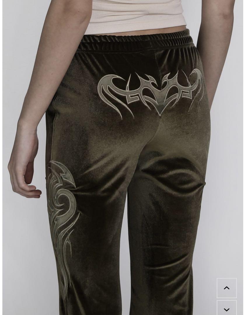 驚きの値段 BAD BLOOD レディース カーキ ベロアパンツ パンツ
