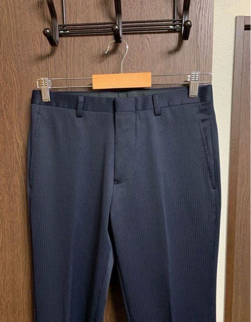 Y6新品未使用！素敵ストレッチ3ピーススーツ！無地調ネイビー！快適ウォッシャブル