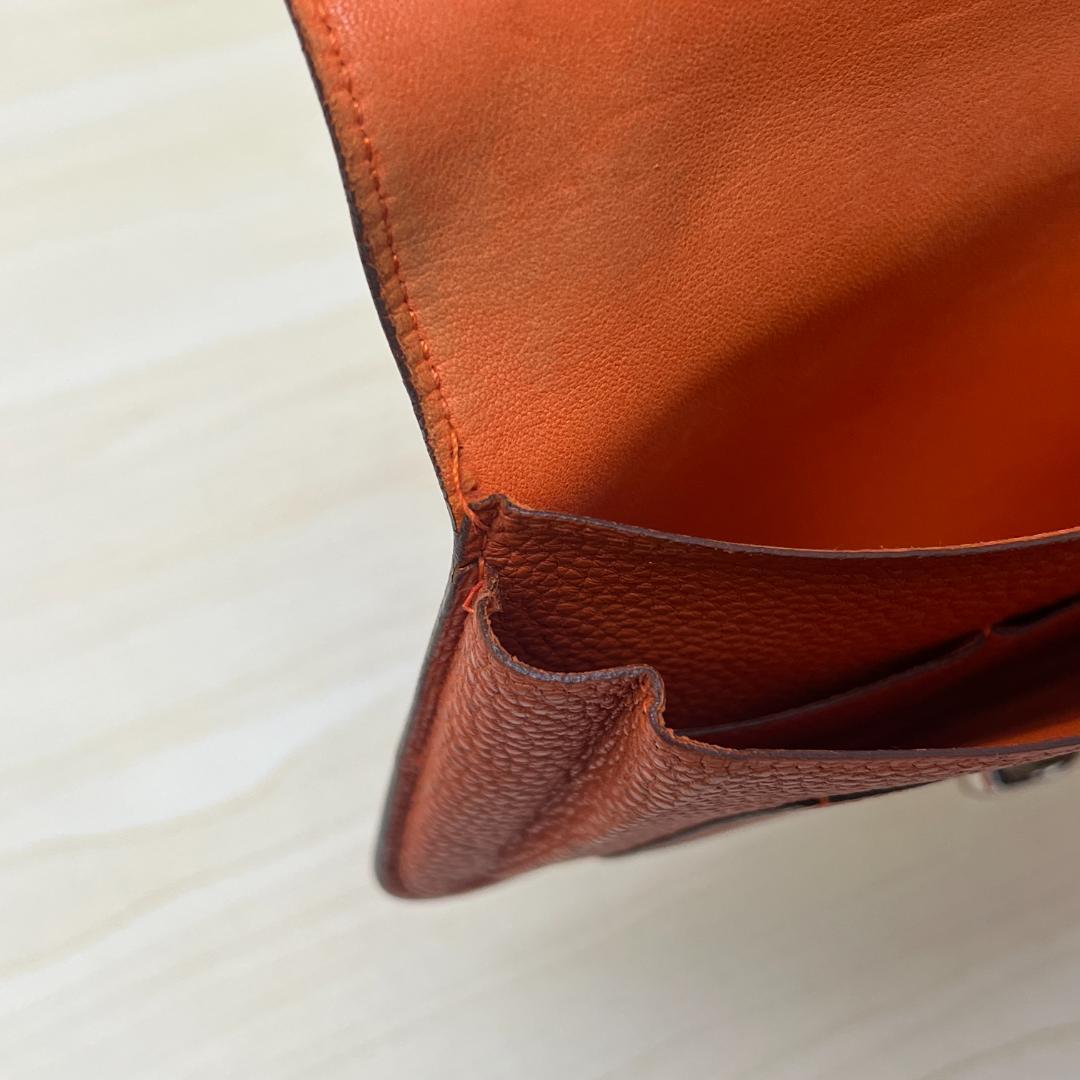 HERMES エルメス ドゴン デュオ GM トゴ レザー オレンジ 長財布