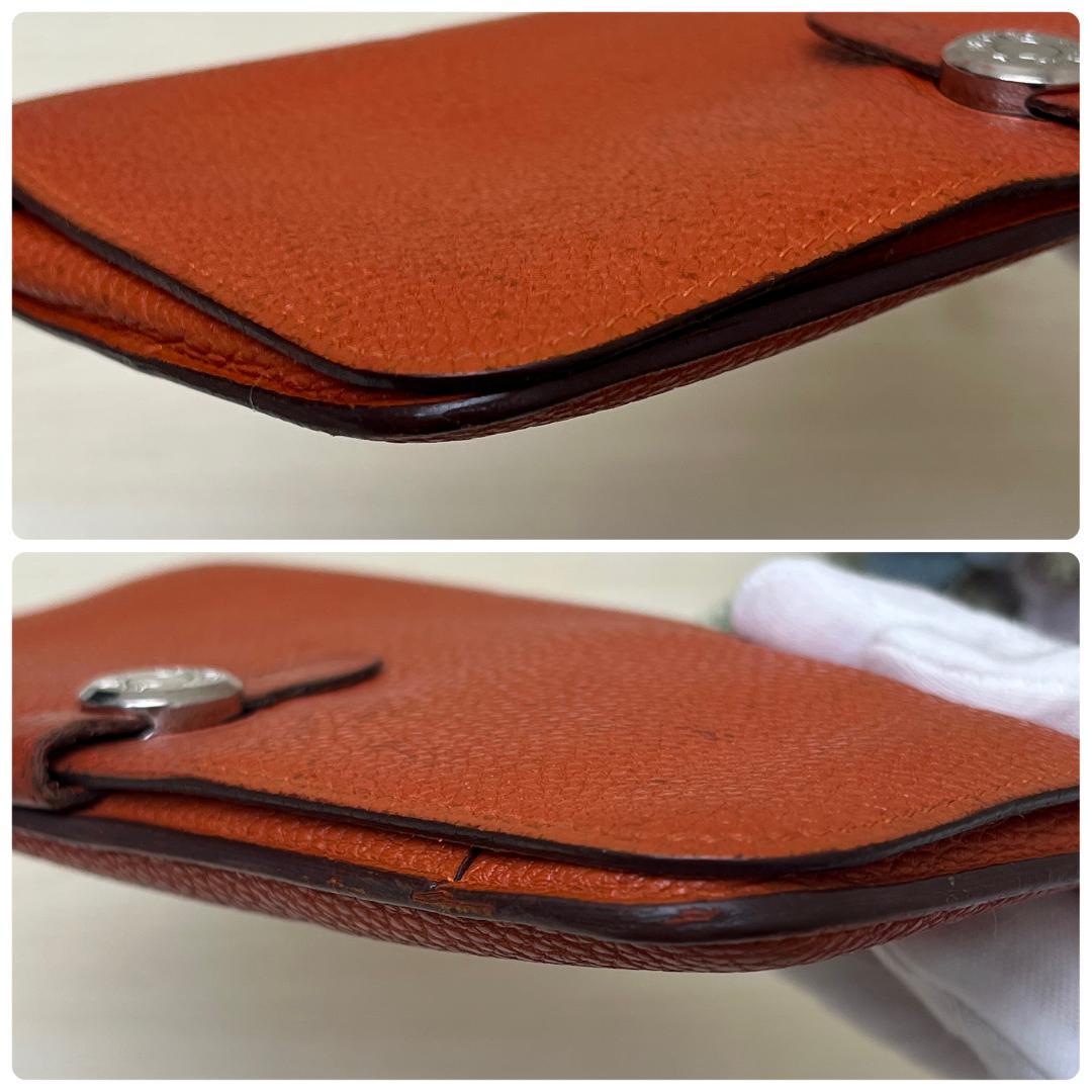 HERMES エルメス ドゴン デュオ GM トゴ レザー オレンジ 長財布