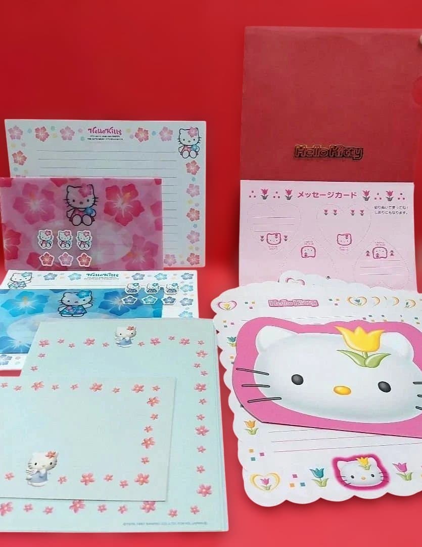 未使用美品含むキティオルゴールカードノートメモペンシール付箋便箋封筒平成レトロ 未使用美品含むキティオルゴールカードノートメモペンシール付箋