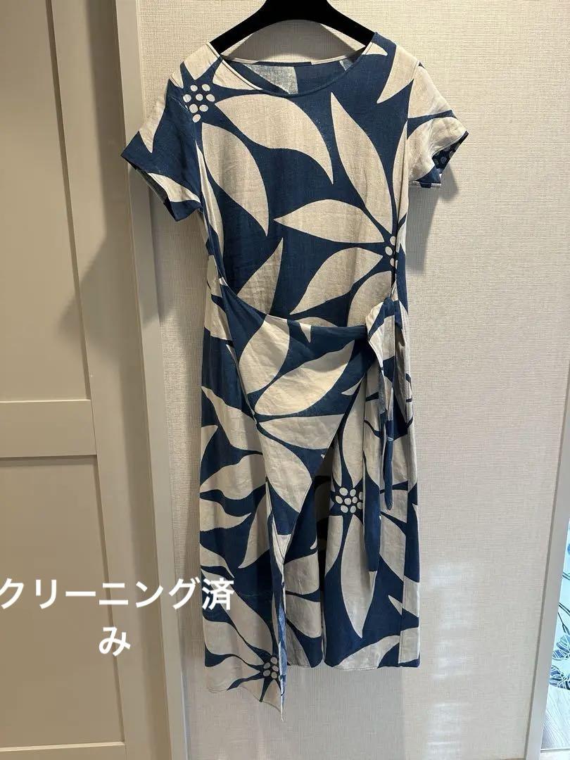 ヨーガンレール麻ロング半袖ワンピース