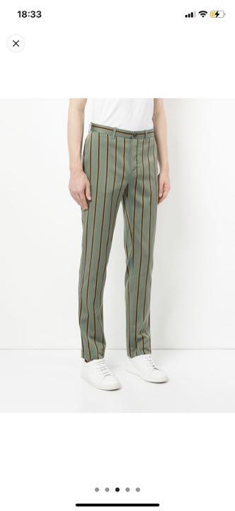 kent&curwen グリーンストライプスラックス