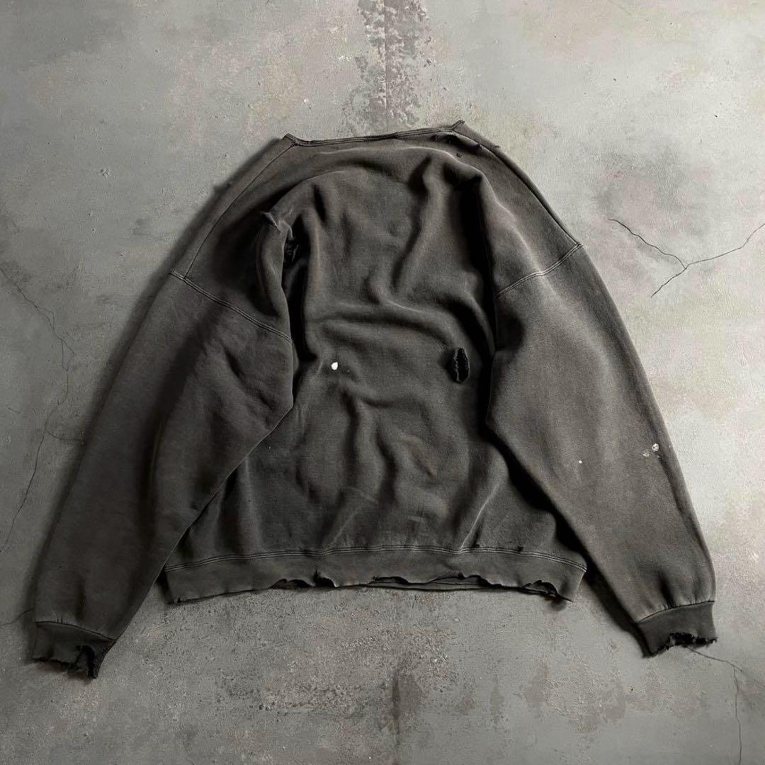 80s☆broken☆USA製☆万国旗タグ☆Boro sweat